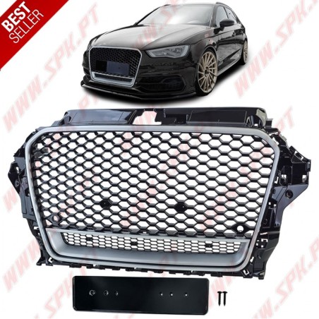 Grelha Frontal Look Quattro Silver - Audi A3 8V (2012-2016)