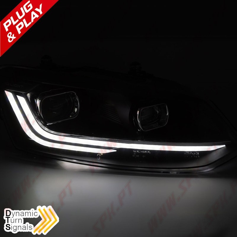 Faróis LED Look DRL / Red Black - VW Polo 6R / 6C (2009-2017)