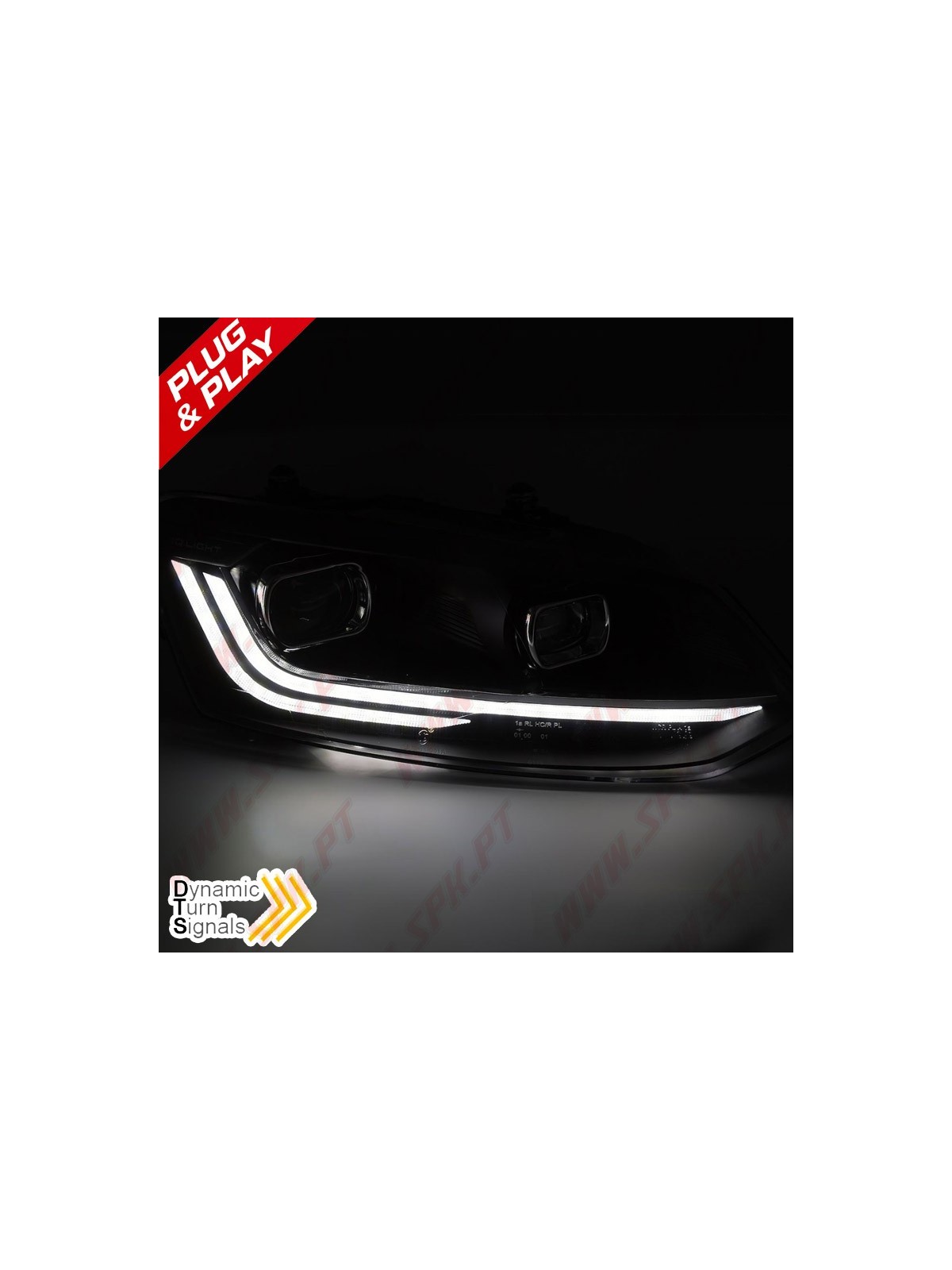 Faróis LED Look DRL / Red Black - VW Polo 6R / 6C (2009-2017)