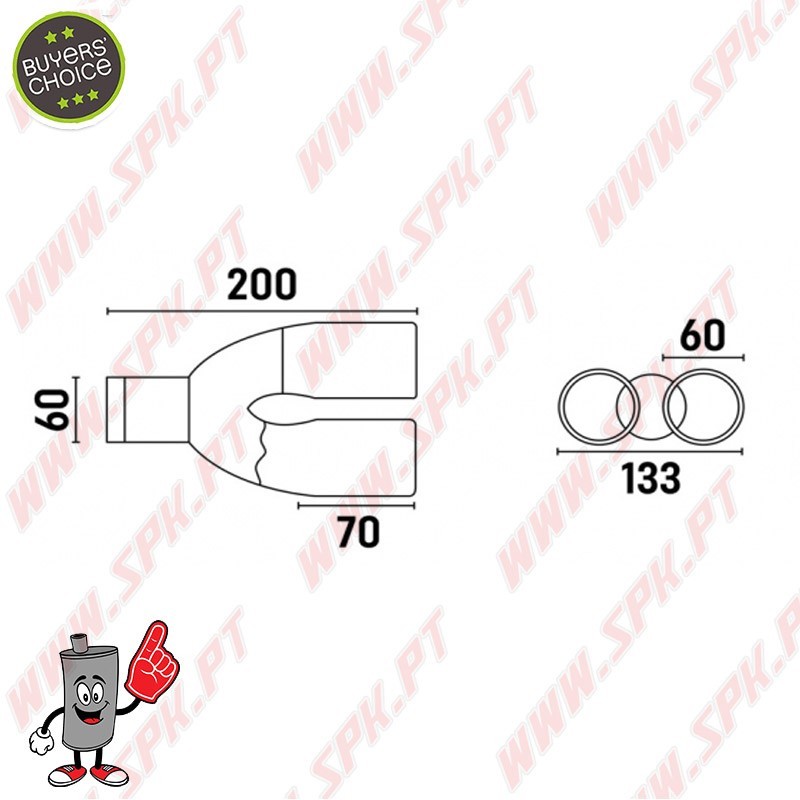 Ponteira de Escape Inox Look BMW - Dupla 2x60mm