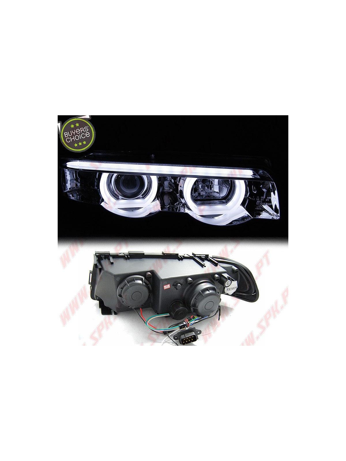 Faróis Angel Eyes LED 3D Chrome - BMW E38 (1994-2001)