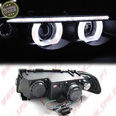 Faróis Angel Eyes LED 3D Black - BMW E38 (1994-2001)