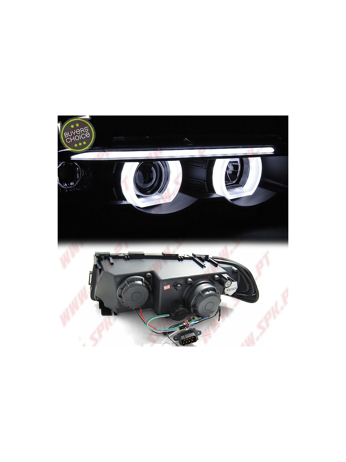 Faróis Angel Eyes LED 3D Black - BMW E38 (1994-2001) Faróis Angel Eyes LED 3D Black - BMW E38 (1994-2001)