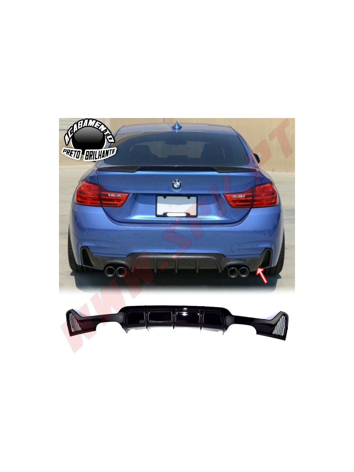 Difusor Traseiro Look M-Performance - BMW F32 / F33 / F36 (2013-2020)