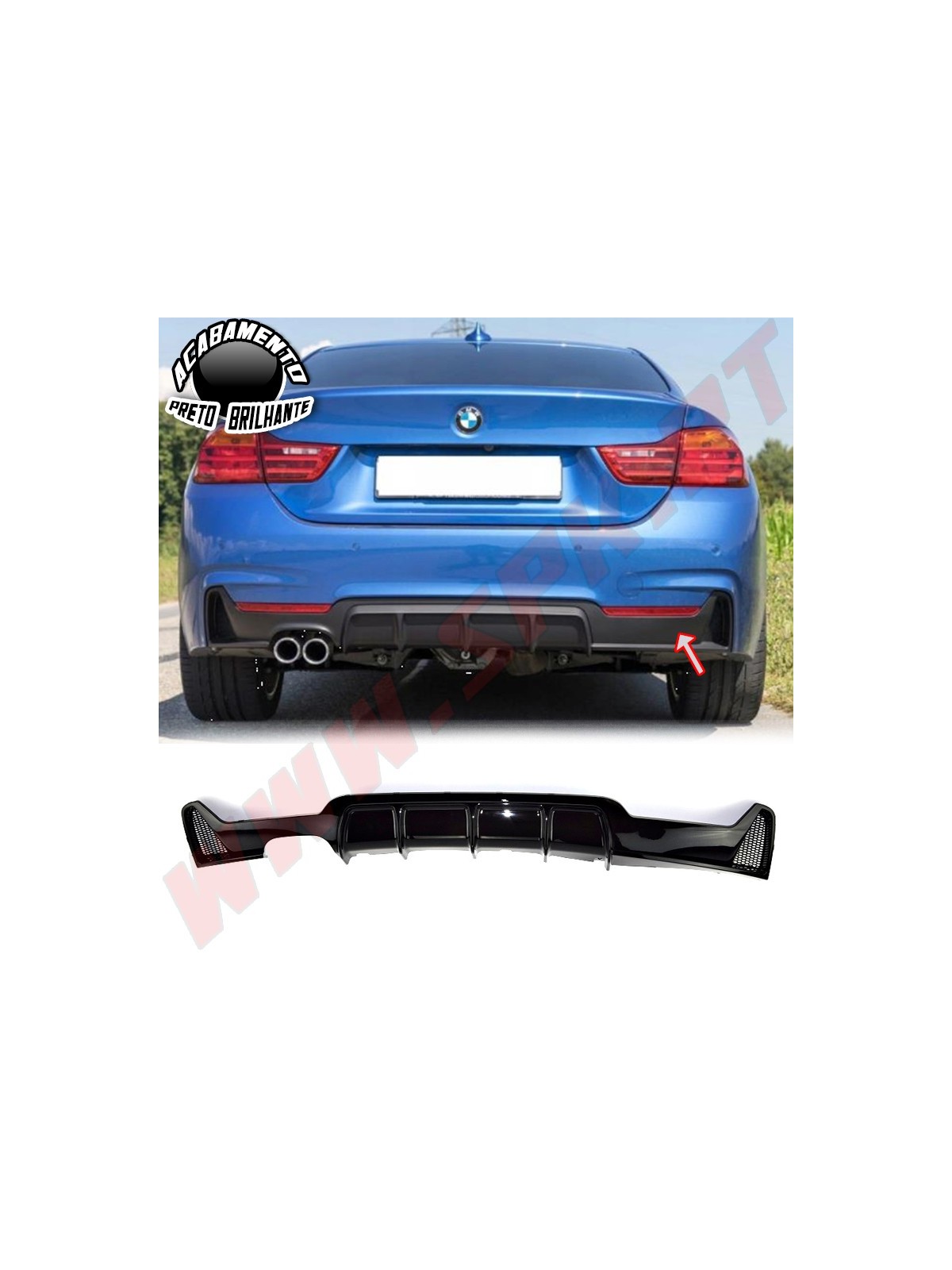 Difusor Traseiro Look M-Performance - BMW F32 / F33 / F36 (2013-2020)