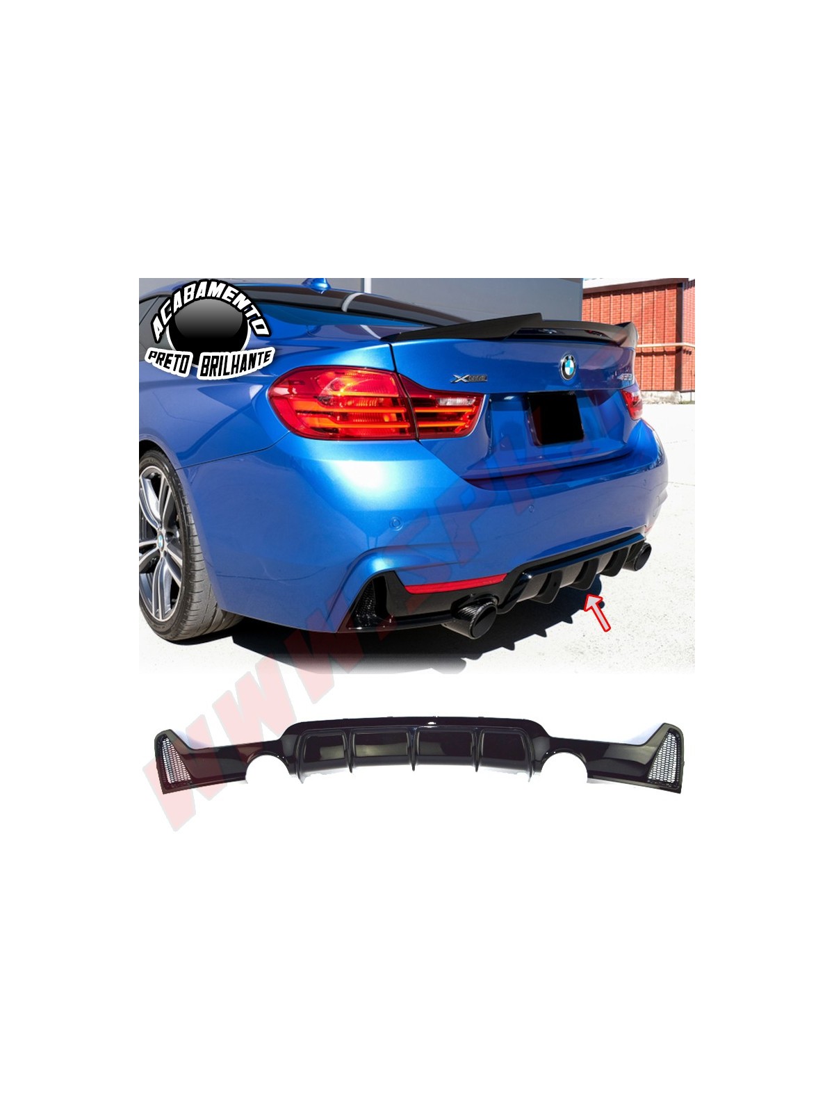 Difusor Traseiro Look M-Performance - BMW F32 / F33 / F36 (2013-2020)