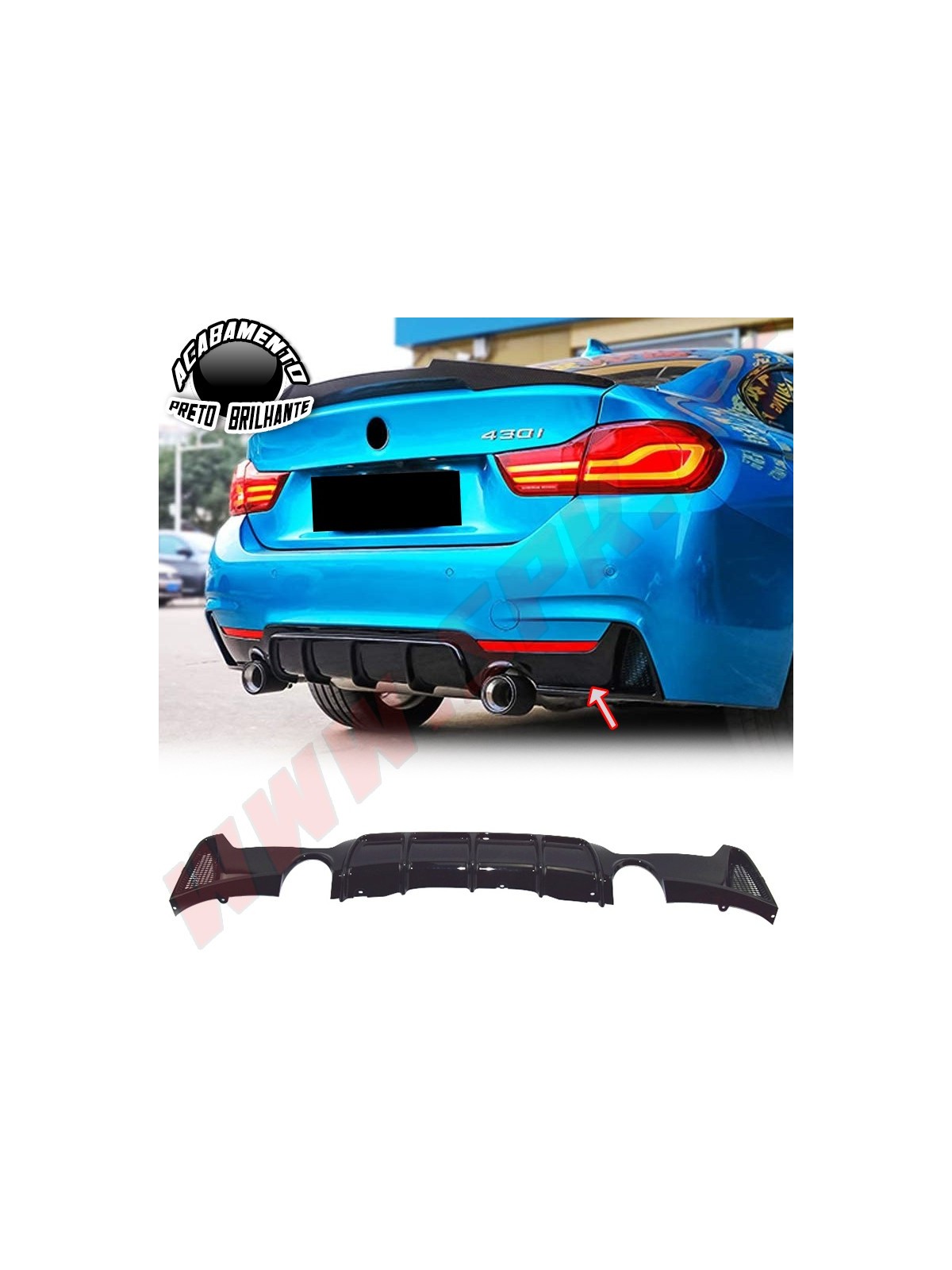 Difusor Traseiro Look M-Performance - BMW F32 / F33 / F36 (2013-2020)