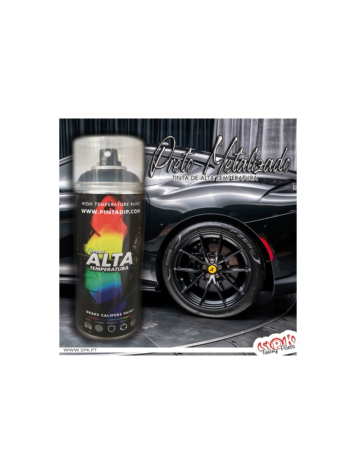 Spray 400ml Pinta Dip Alta Temperatura - Preto Metalizado