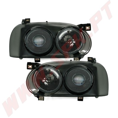 Faróis Look Cross Smoke Black - VW Golf 3 (1991-1997)