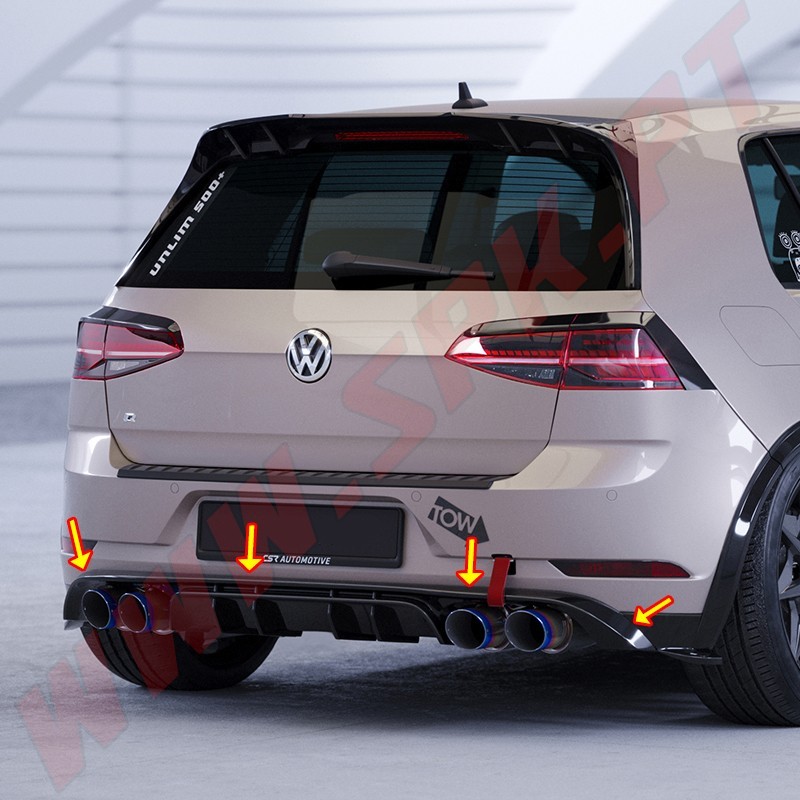 Difusor Traseiro VW Golf 7.5 R (2017-2019) Difusor Traseiro VW Golf 7.5 R (2017-2019)