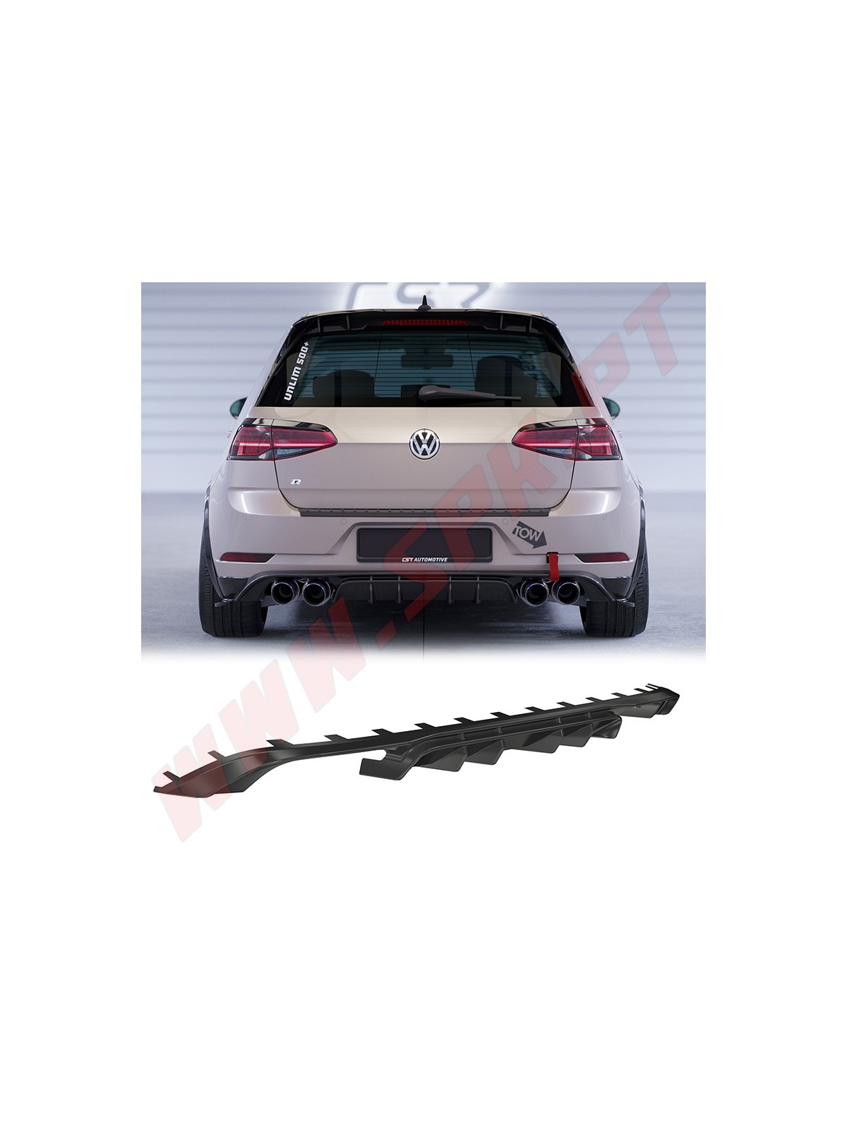 Difusor Traseiro VW Golf 7.5 R (2017-2019) Difusor Traseiro VW Golf 7.5 R (2017-2019)