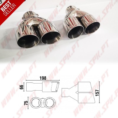 Ponteira de Escape Inox - Dupla 2x75mm