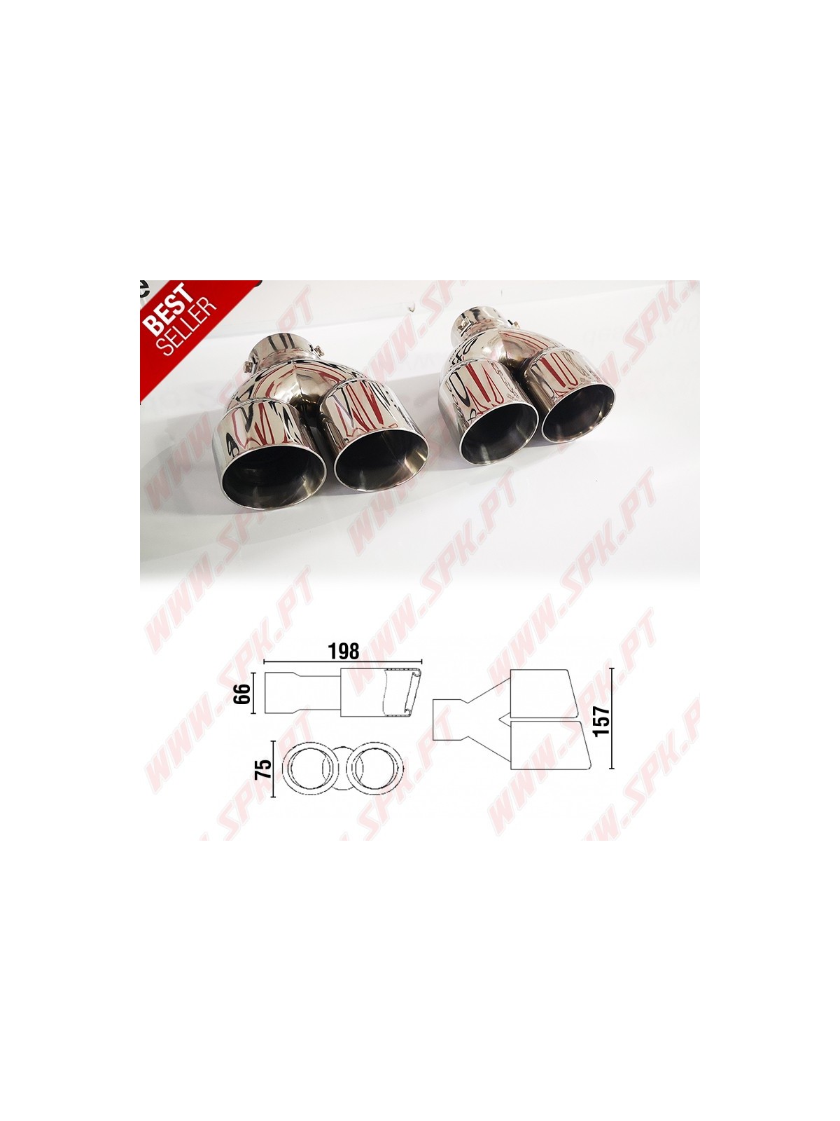 Ponteira de Escape Inox - Dupla 2x75mm
