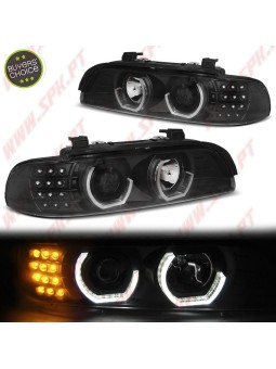 Faróis Angel Eyes 3D C/Pisca LED / Black - BMW E39 (1995-2003)