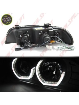 Faróis Angel Eyes 3D C/Pisca LED / Black - BMW E39 (1995-2003)