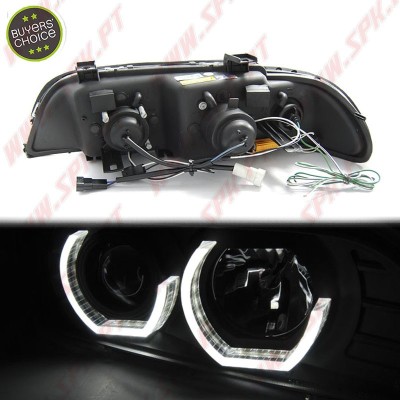 Faróis Angel Eyes 3D C/Pisca LED / Black - BMW E39 (1995-2003)