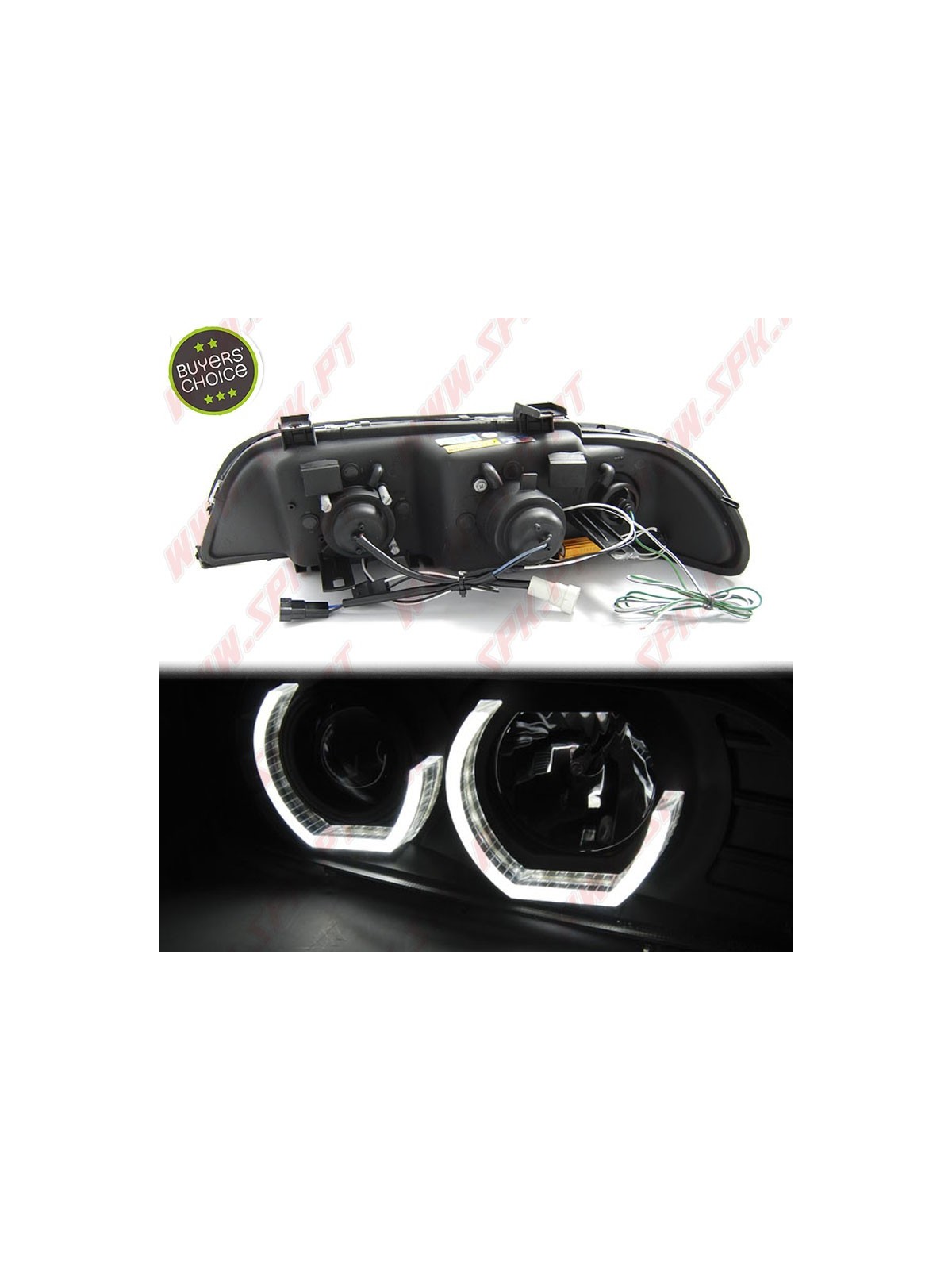 Faróis Angel Eyes 3D C/Pisca LED / Black - BMW E39 (1995-2003)