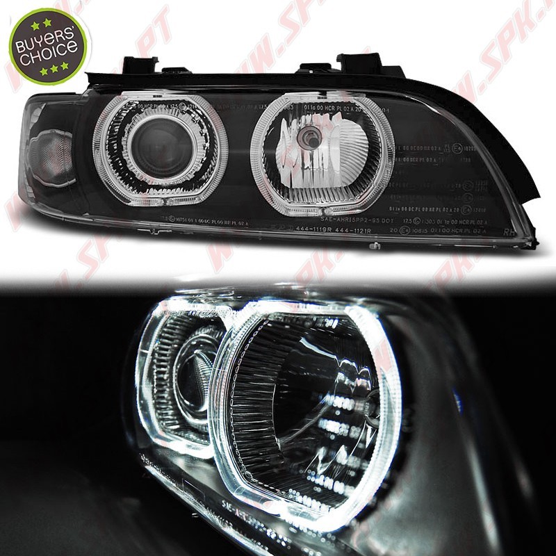 Faróis Angel Eyes CCFL / Black - BMW E39 (1995-2003) Faróis Angel Eyes CCFL / Black - BMW E39 (1995-2003)