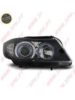 Faróis Angel Eyes C/Pisca LED / Black - BMW E90 / E91 (2005-2008)