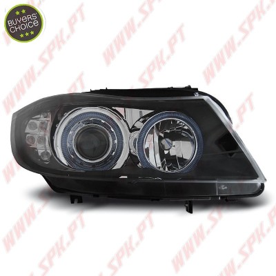 Faróis Angel Eyes C/Pisca LED / Black - BMW E90 / E91 (2005-2008)