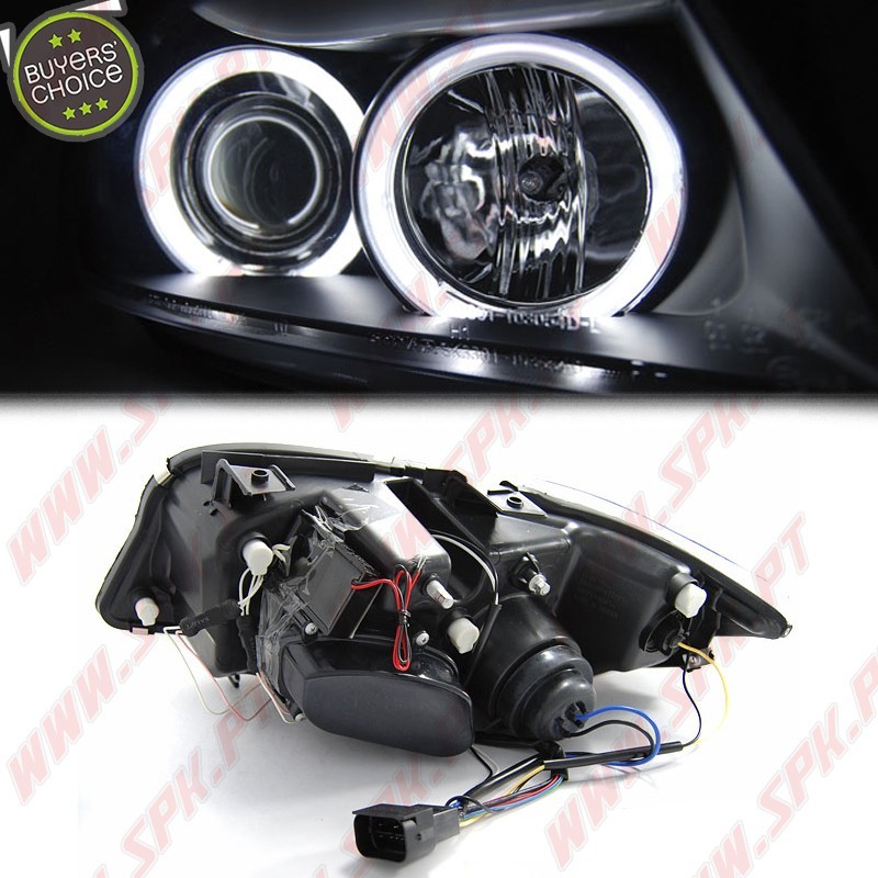 Faróis Angel Eyes C/Pisca LED / Black - BMW E90 / E91 (2005-2008)