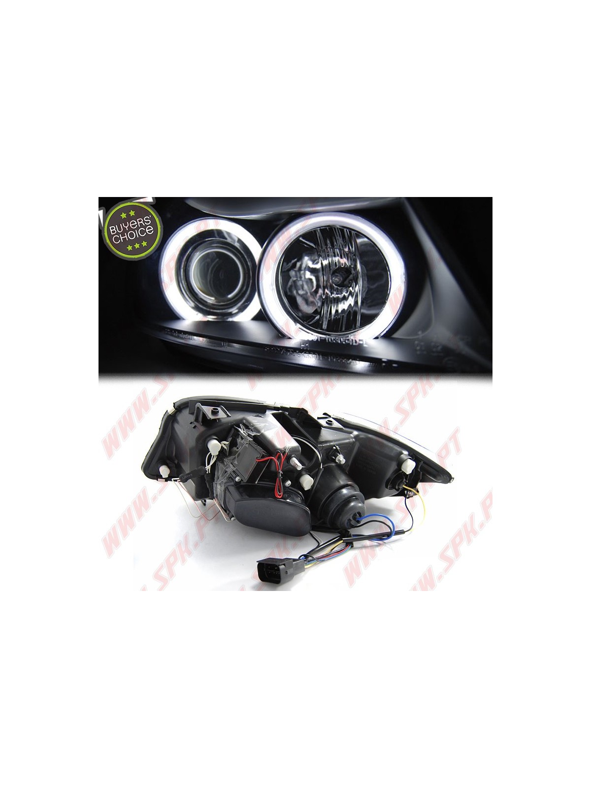 Faróis Angel Eyes C/Pisca LED / Black - BMW E90 / E91 (2005-2008)