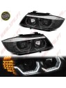 Faróis Angel Eyes 3D - C/Pisca LED / Black - BMW E90 / E91 (2005-2008)