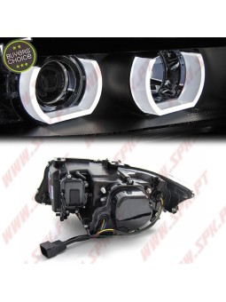 Faróis Angel Eyes U-LED / Black - BMW E90 / E91 (2005-2008)