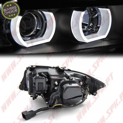 Faróis Angel Eyes U-LED / Black - BMW E90 / E91 (2005-2008)