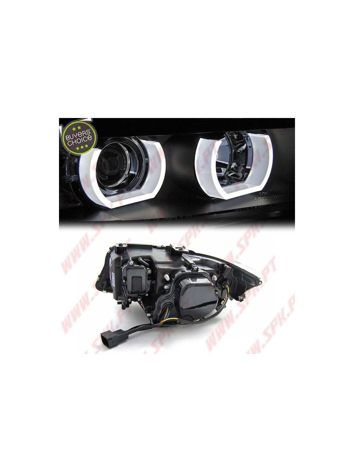 Faróis Angel Eyes U-LED / Black - BMW E90 / E91 (2005-2008)