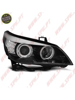 Faróis Angel Eyes - C/Pisca LED / Black - BMW E60 / E61 (2003-2007)