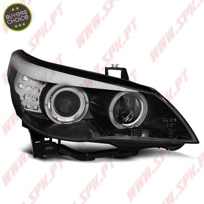 Faróis Angel Eyes - C/Pisca LED / Black - BMW E60 / E61 (2003-2007)