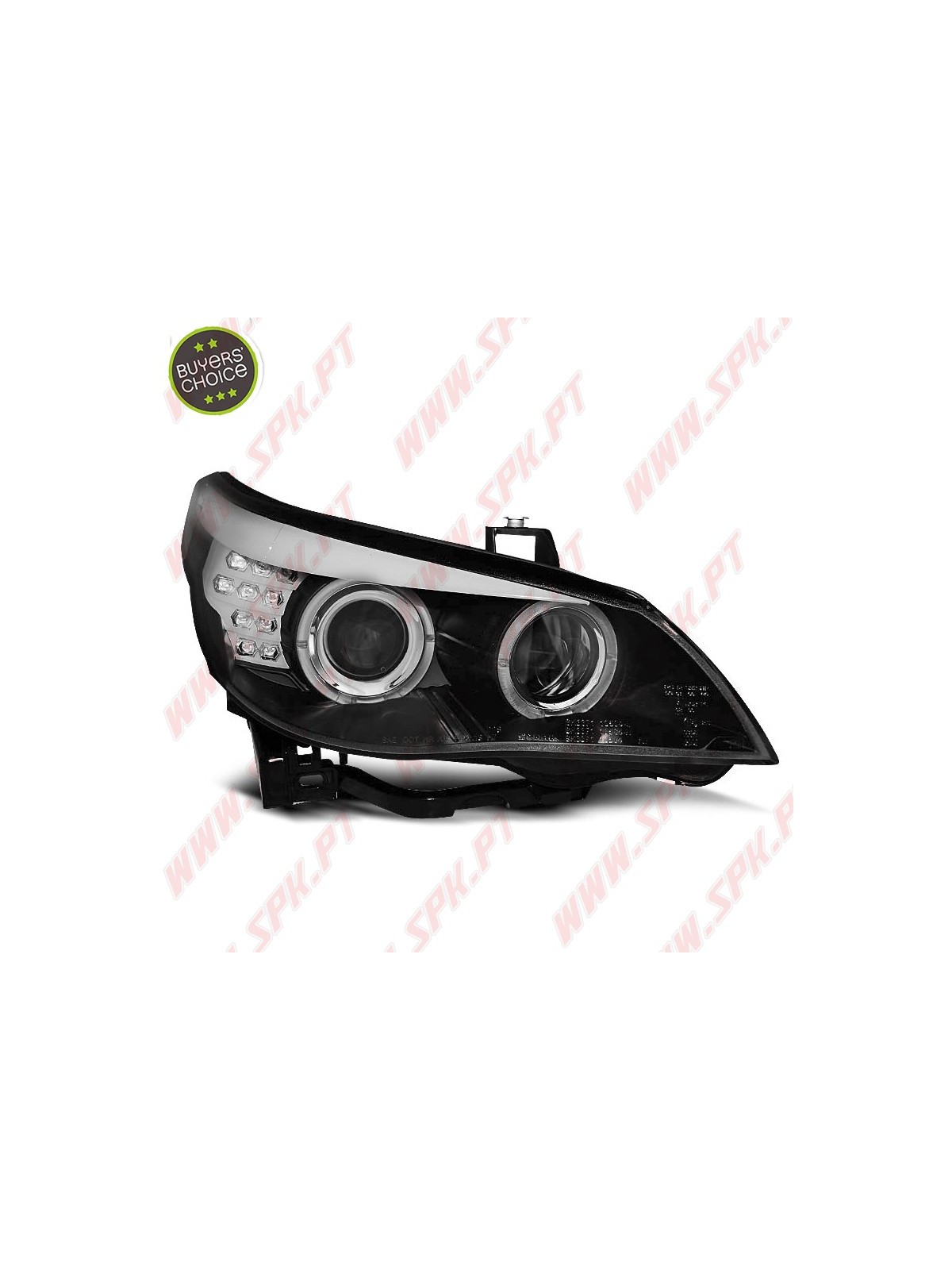 Faróis Angel Eyes - C/Pisca LED / Black - BMW E60 / E61 (2003-2007) Faróis Angel Eyes - C/Pisca LED / Black - BMW E60 / E61 (2003-2007)