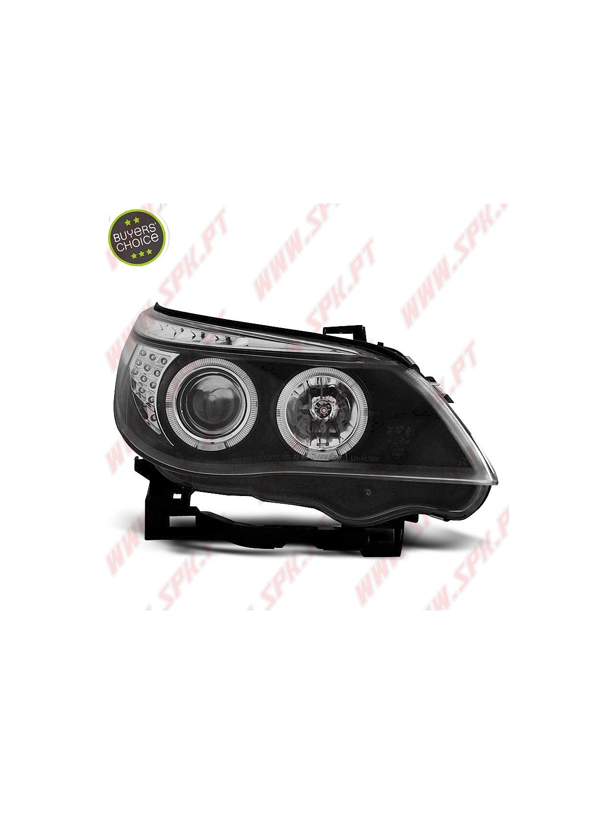 Faróis Angel Eyes - C/Pisca LED / Black - BMW E60 / E61 (2003-2007) Faróis Angel Eyes - C/Pisca LED / Black - BMW E60 / E61 (2003-2007)