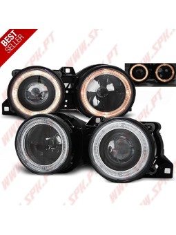 Faróis Angel Eyes Look Cross Black - BMW E30 (1982-1994)