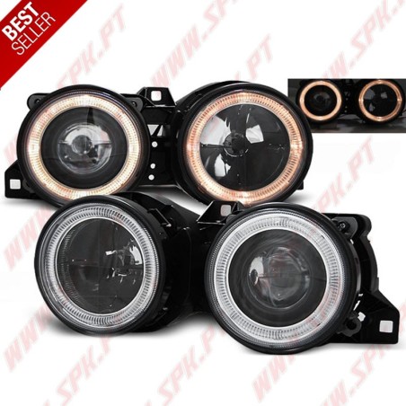 Faróis Angel Eyes Look Cross Black - BMW E30 (1982-1994)