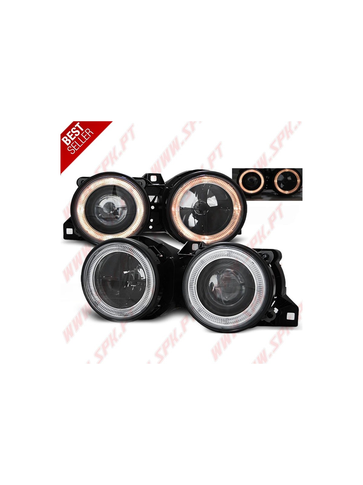 Faróis Angel Eyes Look Cross Black - BMW E30 (1982-1994)