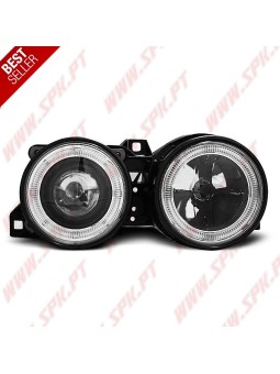 Faróis Angel Eyes Look Cross Black - BMW E30 (1982-1994)