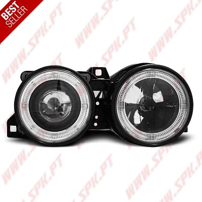 Faróis Angel Eyes Look Cross Black - BMW E30 (1982-1994)