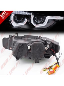 Faróis Angel Eyes U-Type - C/Pisca LED / Black - BMW F30 / F31 (2011-2015)