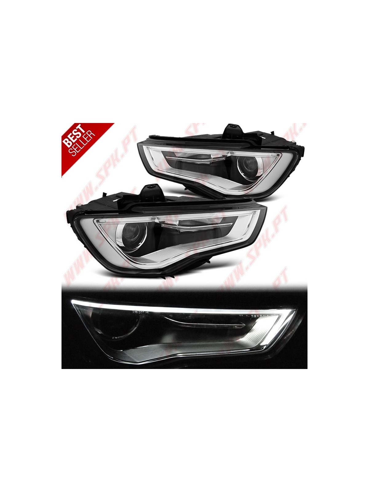 Faróis Tube-DRL Black - Audi A3 8V (2012-2016)