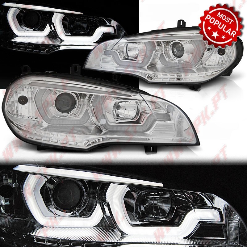 Faróis Tube-Light 3D - Chrome - BMW X5 E70 (2007-2013)
