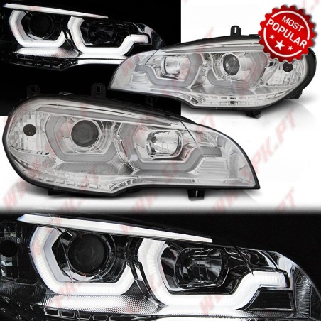 Faróis Tube-Light 3D - Chrome - BMW X5 E70 (2007-2013)