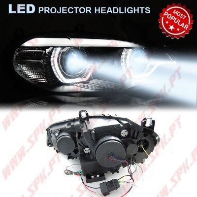 Faróis XENON Angel Eyes LED / Black - BMW X5 E70 (2007-2013)