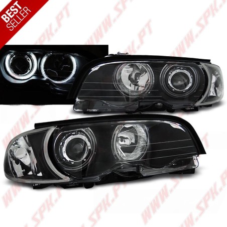 Faróis Angel Eyes CCFL Black - BMW E46 Coupe / Cabrio (1999-2003)