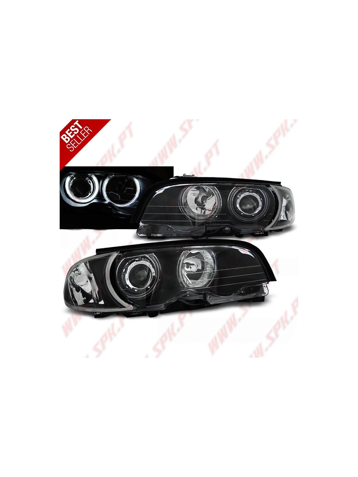 Faróis Angel Eyes CCFL Black - BMW E46 Coupe / Cabrio (1999-2003) Faróis Angel Eyes CCFL Black - BMW E46 Coupe / Cabrio (1999-2003)