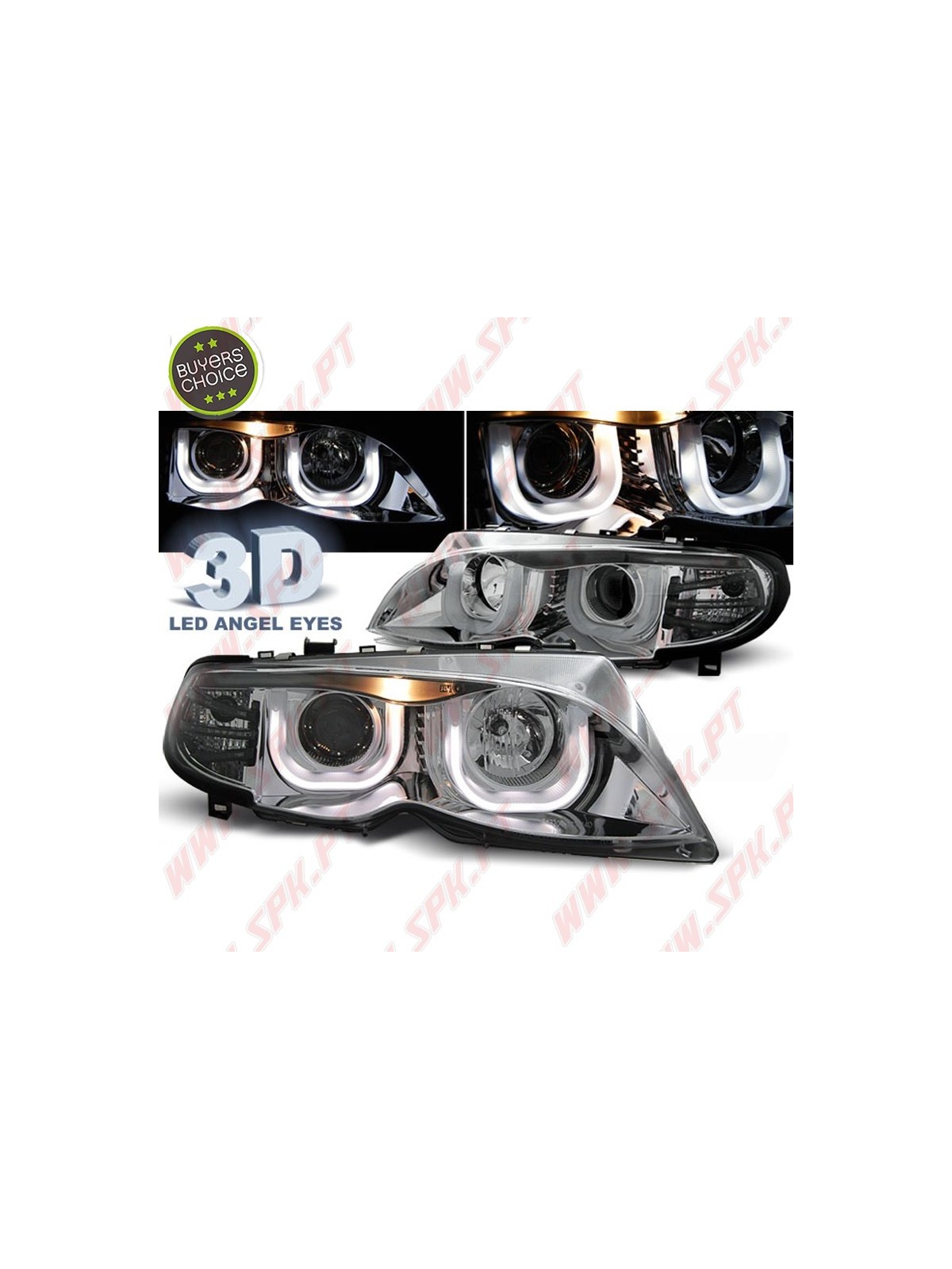 Faróis Angel Eyes 3D Chrome - BMW E46 Sedan / Touring (2001-2005) Faróis Angel Eyes 3D Chrome - BMW E46 Sedan / Touring (2001-2005)