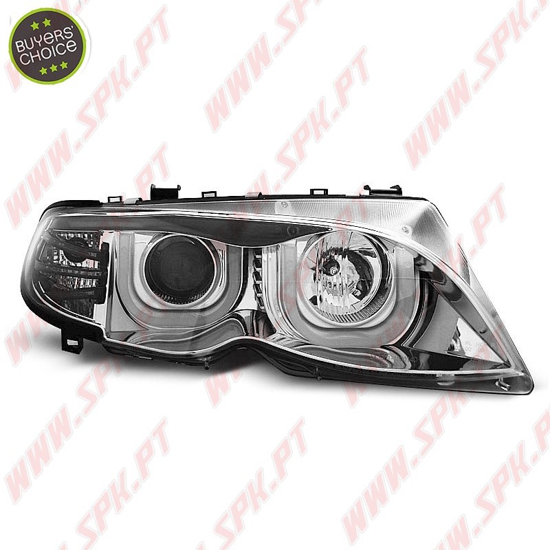 Faróis Angel Eyes 3D Chrome - BMW E46 Sedan / Touring (2001-2005) Faróis Angel Eyes 3D Chrome - BMW E46 Sedan / Touring (2001-2005)