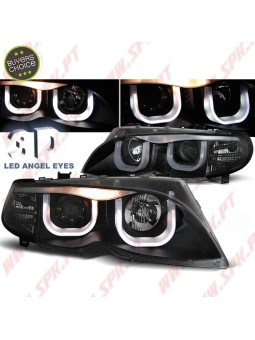 Faróis Angel Eyes 3D Black - BMW E46 Sedan / Touring (2001-2005)