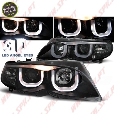 Faróis Angel Eyes 3D Black - BMW E46 Sedan / Touring (2001-2005)